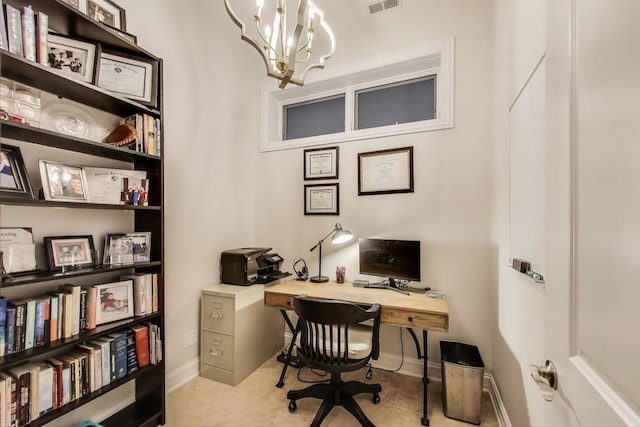 2011 W Huron St, Chicago, IL 60612 - office space with a chandelier and baseboards