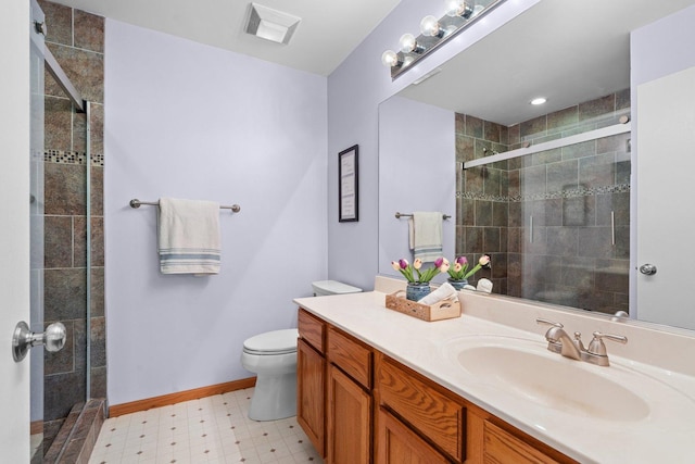 10154 Ashley St, Huntley, IL 60142 - full bathroom with vanity, a shower stall, and tile patterned floors