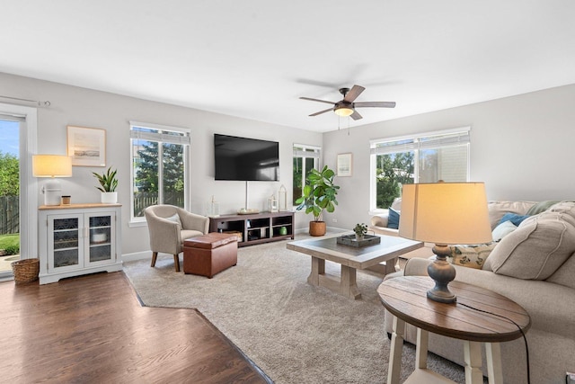 10154 Ashley St, Huntley, IL 60142 - living area featuring healthy amount of natural light, wood finished floors, and ceiling fan