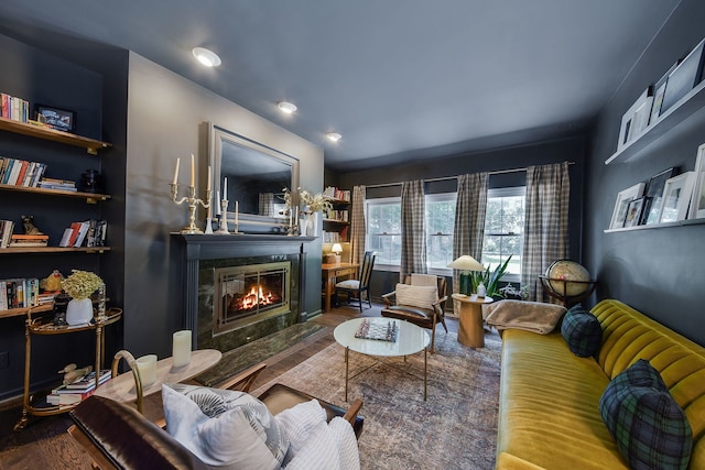72 Gray St, Saint Charles, IL 60174 - living room featuring a high end fireplace and wood finished floors