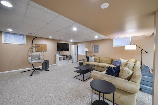 72 Gray St, Saint Charles, IL 60174 - carpeted living area with electric panel and a drop ceiling