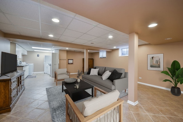 72 Gray St, Saint Charles, IL 60174 - living area with light tile patterned floors and recessed lighting