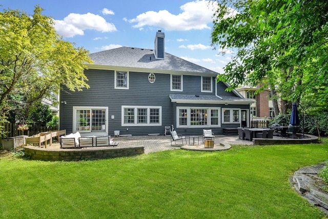 72 Gray St, Saint Charles, IL 60174 - rear view of property with a patio, a chimney, and a shingled roof