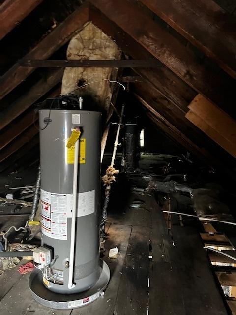 2911 W 25th St, Chicago, IL 60623 - unfinished attic featuring water heater