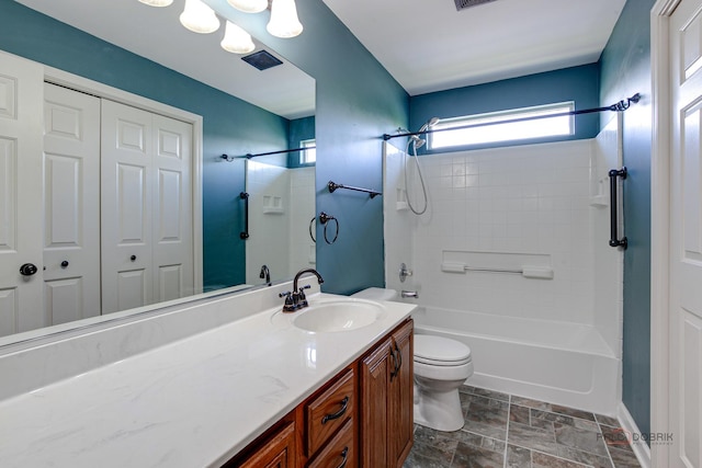 2208 Sanctuary Ct, Gurnee, IL 60031 - bathroom featuring vanity,  shower combination, and stone finish flooring