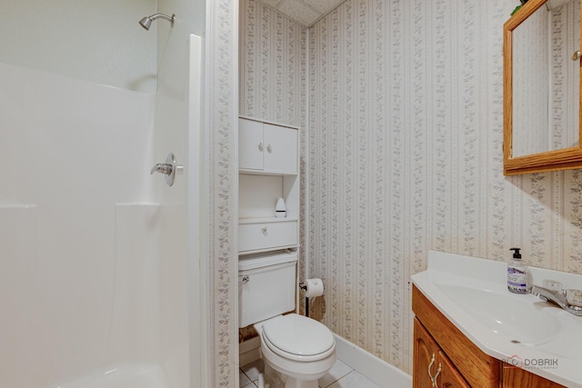 2208 Sanctuary Ct, Gurnee, IL 60031 - bathroom with vanity, a shower, and tile patterned flooring