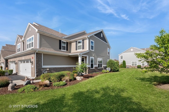 16212 W Switch Grass Rd, Lockport, IL 60441 - view of home's exterior featuring an attached garage, brick siding, and a yard