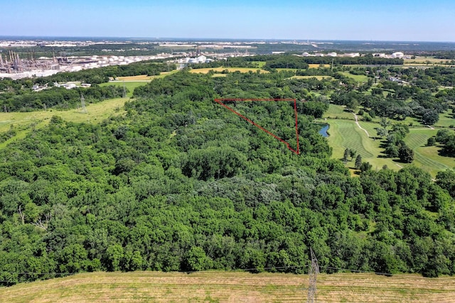 17365 W 135th St, Lockport, IL 60441 - aerial view of property and surrounding area featuring property parcel outlined and a heavily wooded area