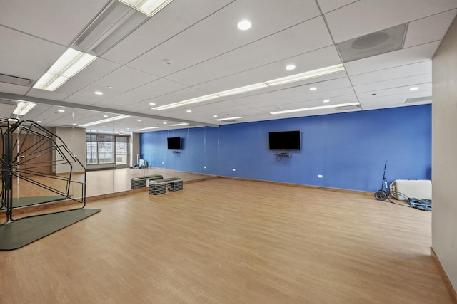 420 E Waterside Dr Unit 1302, Chicago, IL 60601 - exercise area featuring wood finished floors, a drop ceiling, and recessed lighting