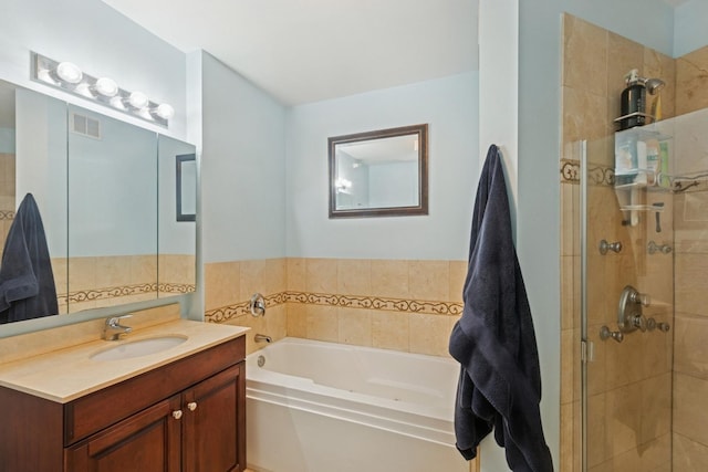 420 E Waterside Dr Unit 1302, Chicago, IL 60601 - bathroom with a bath, vanity, and a shower stall