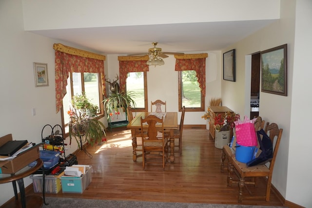4914 W State Route 113, Kankakee, IL 60901 - dining space featuring a ceiling fan and wood finished floors