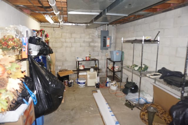 4914 W State Route 113, Kankakee, IL 60901 - unfinished basement featuring electric panel and concrete block wall