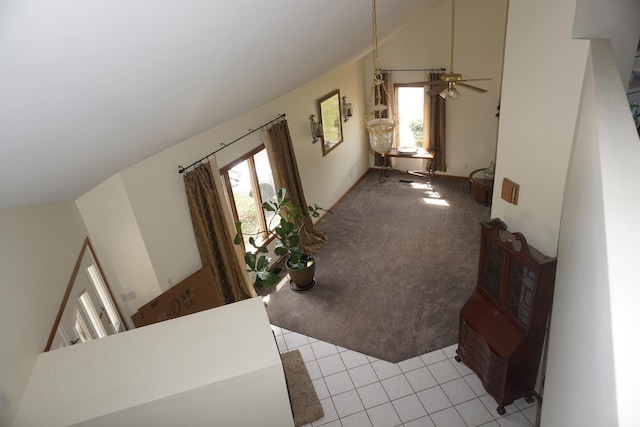 4914 W State Route 113, Kankakee, IL 60901 - entrance foyer with healthy amount of natural light, a ceiling fan, vaulted ceiling, and light tile patterned floors