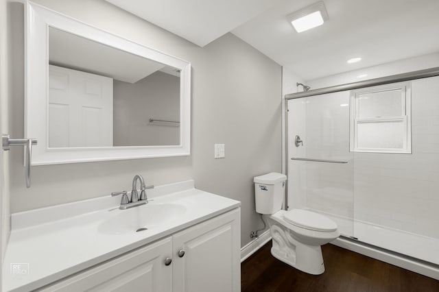19228 W Quail Ct, Elwood, IL 60421 - full bathroom with vanity, a tile shower, and wood finished floors