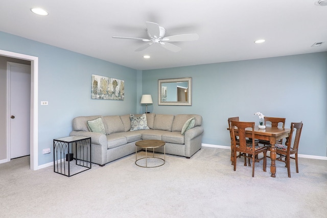 601 Lake Hinsdale Dr Unit 209, Willowbrook, IL 60527 - carpeted living area with a ceiling fan and recessed lighting