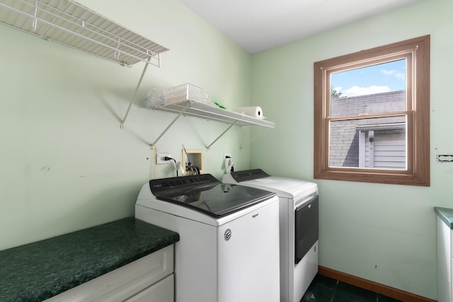 3326 W 107th St, Chicago, IL 60655 - laundry room featuring separate washer and dryer and dark tile patterned floors
