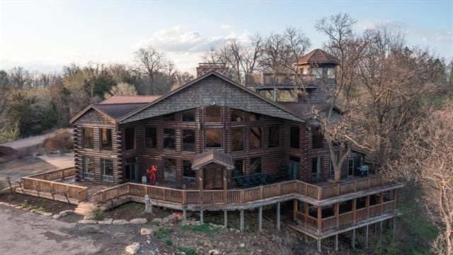2003 W Hanover Rd, Hanover, IL 61041 - back of property with log siding