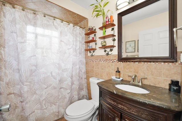 9631 Fullerton Ave, Franklin Park, IL 60131 - full bath with vanity, a shower with curtain, and tile walls
