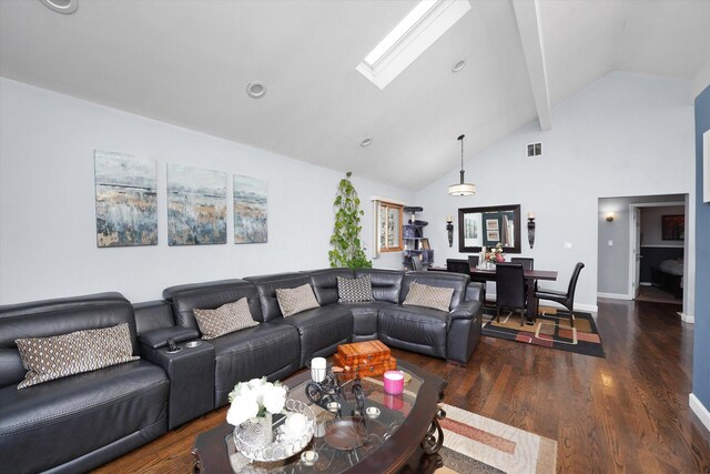 9631 Fullerton Ave, Franklin Park, IL 60131 - living room with a skylight, wood finished floors, and high vaulted ceiling