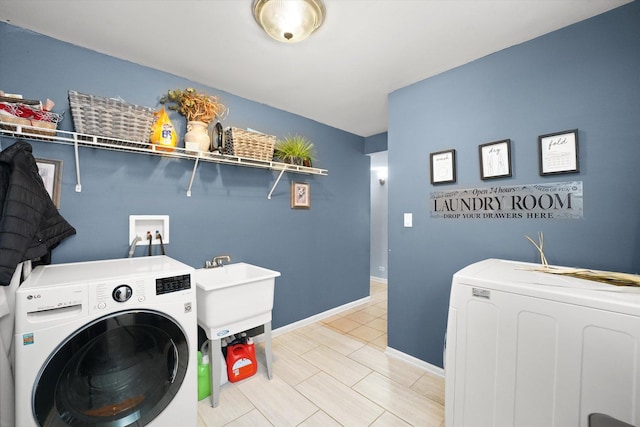 9631 Fullerton Ave, Franklin Park, IL 60131 - washroom with washing machine and dryer and light tile patterned floors
