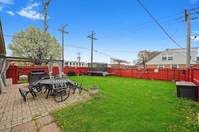 9631 Fullerton Ave, Franklin Park, IL 60131 - fenced backyard with a trampoline and a patio
