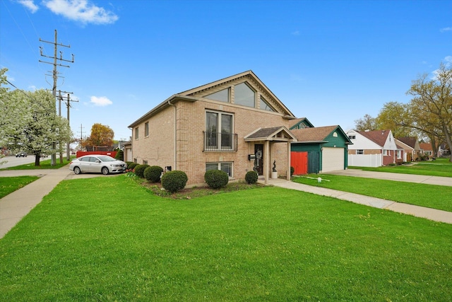 9631 Fullerton Ave, Franklin Park, IL 60131 - view of front of property featuring a front lawn, brick siding, driveway, and a garage