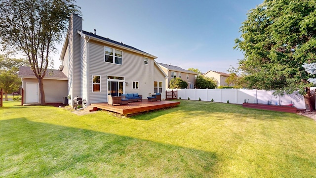 1389 Lily Cache Ln, Bolingbrook, IL 60490 - back of house featuring an outdoor living space, a chimney, and a deck