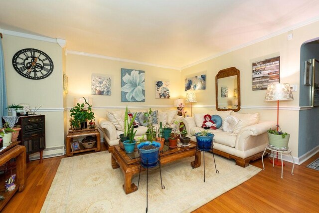 8805 S California Ave, Evergreen Park, IL 60805 - living area featuring wood finished floors and ornamental molding