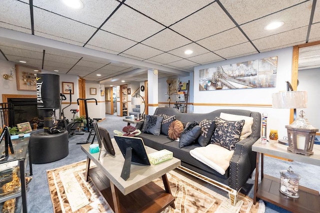 8805 S California Ave, Evergreen Park, IL 60805 - living room featuring carpet floors and recessed lighting