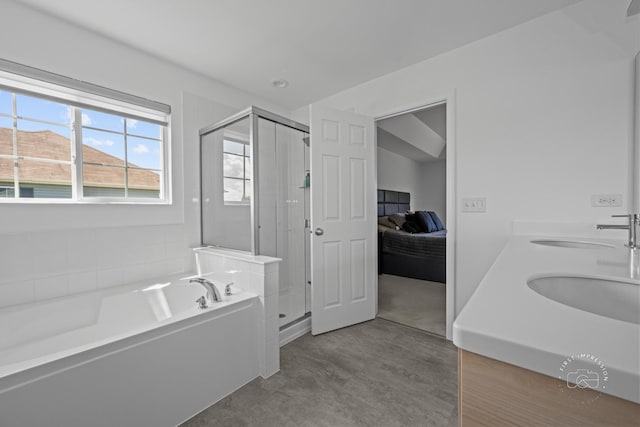 3462 Ayres Dr, Aurora, IL 60506 - bathroom featuring a shower stall, a bath, ensuite bath, and double vanity
