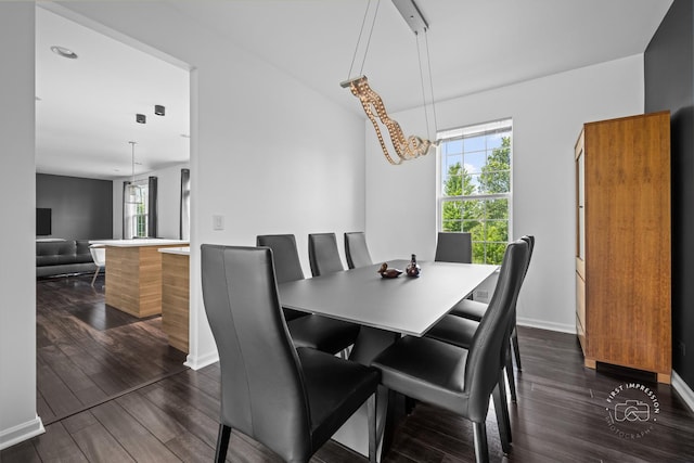 3462 Ayres Dr, Aurora, IL 60506 - dining room featuring baseboards and dark wood finished floors