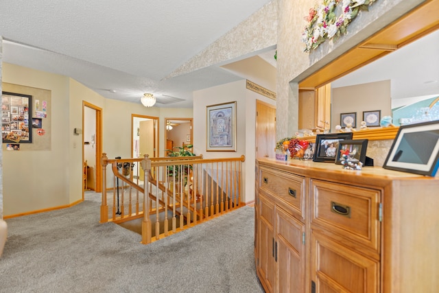1422 Pier Dr, Lake Summerset, IL 61019 - hallway featuring an upstairs landing, carpet, and a textured ceiling
