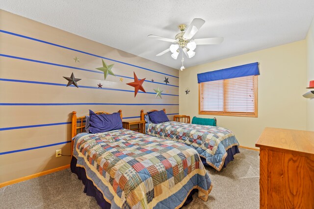 1422 Pier Dr, Lake Summerset, IL 61019 - carpeted bedroom featuring a ceiling fan and a textured ceiling