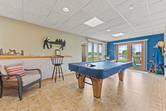 1422 Pier Dr, Lake Summerset, IL 61019 - game room featuring billiards table, a drop ceiling, and recessed lighting