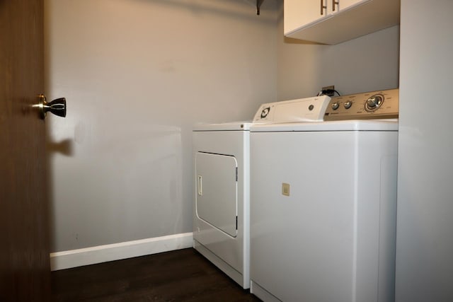 285 Ashland Ct Unit 1, Buffalo Grove, IL 60089 - washroom featuring separate washer and dryer, cabinet space, and dark wood-style flooring