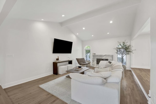 19635 Swanberg Ln, Mokena, IL 60448 - living room featuring wood finished floors, recessed lighting, and a fireplace