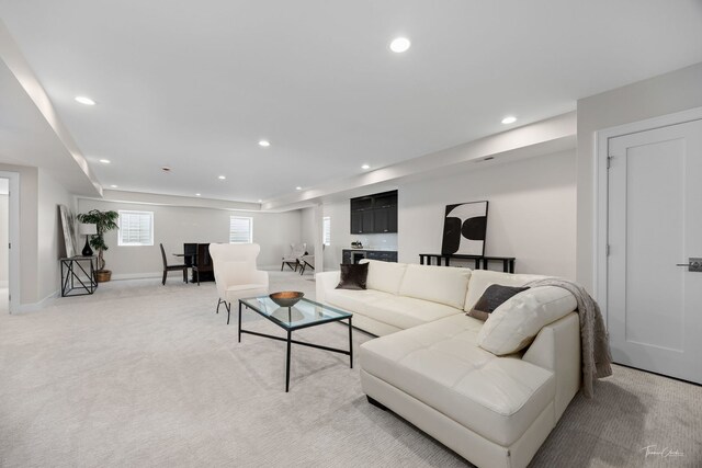 4508 Stonewall Ave, Downers Grove, IL 60515 - living area with recessed lighting, light colored carpet, and a raised ceiling