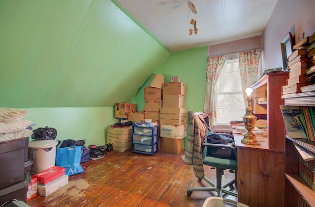 5145 S Troy St, Chicago, IL 60632 - home office with hardwood / wood-style floors and vaulted ceiling