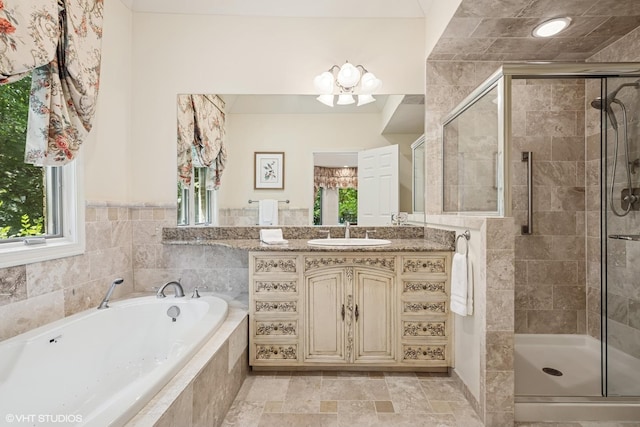 85 Ela Rd, Inverness, IL 60067 - full bath with a garden tub, vanity, and a stall shower