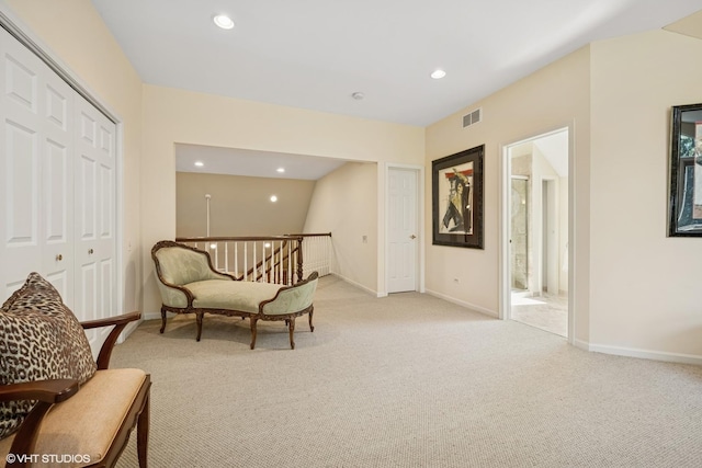 85 Ela Rd, Inverness, IL 60067 - sitting room featuring an upstairs landing, carpet, and recessed lighting