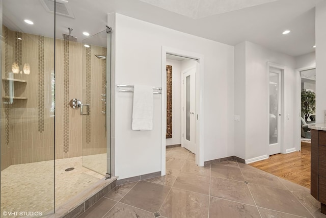 85 Ela Rd, Inverness, IL 60067 - bathroom with a shower stall and recessed lighting