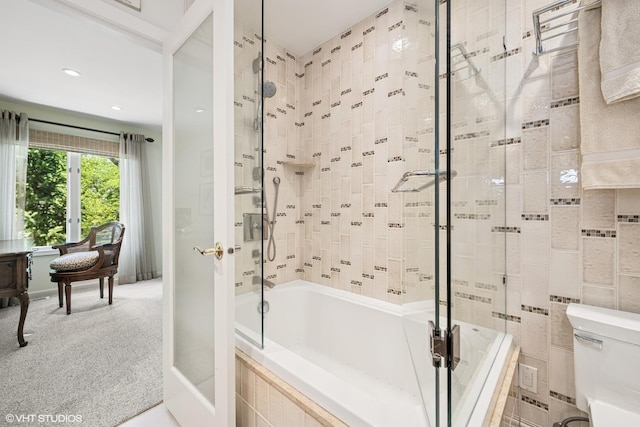 85 Ela Rd, Inverness, IL 60067 - bathroom with tiled shower / bath combo and recessed lighting