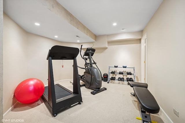 85 Ela Rd, Inverness, IL 60067 - workout room featuring carpet floors and recessed lighting