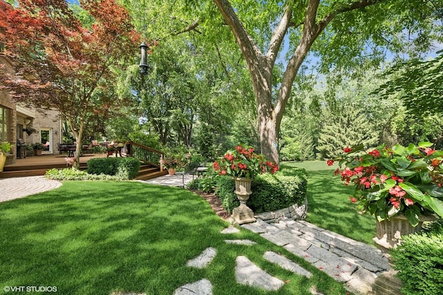 85 Ela Rd, Inverness, IL 60067 - view of grassy yard featuring a wooden deck