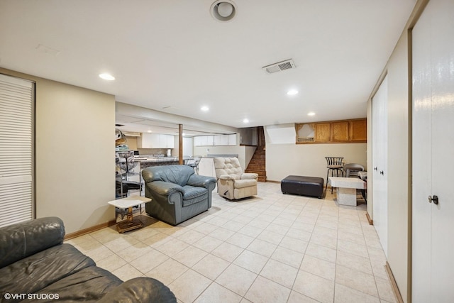 8437 167th St, Tinley Park, IL 60487 - living area featuring light tile patterned floors and recessed lighting