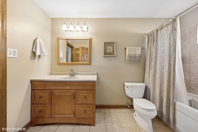 8437 167th St, Tinley Park, IL 60487 - bathroom featuring vanity, shower / bath combo, and tile patterned floors