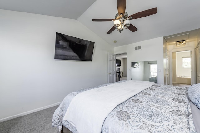 1650 Natures Way, Lindenhurst, IL 60046 - carpeted bedroom with vaulted ceiling, attic access, and ceiling fan