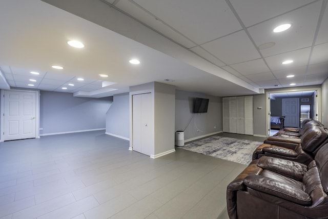 1650 Natures Way, Lindenhurst, IL 60046 - living room featuring a paneled ceiling and recessed lighting