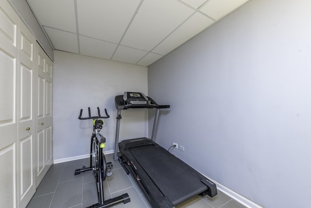 1650 Natures Way, Lindenhurst, IL 60046 - workout area with a paneled ceiling and tile patterned floors