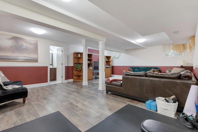 262 Hawk Hollow Dr, Bartlett, IL 60103 - living area featuring light wood finished floors and wainscoting